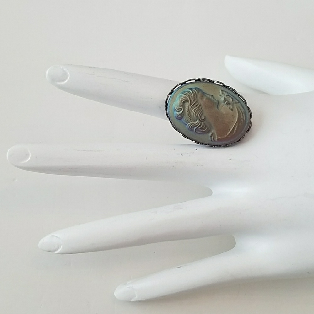 GASOLINE GLAMOUR topaz glass cameo ring